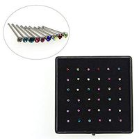 36xCrystal Rhinestones Nose Ring Bone Stud Stainless Steel BodyPiercing Jewelry Beauty Womans Party Accessory Trendy Unique Creative | Color - MultiColor