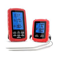 ZkinC Wireless Digital Backlight Kitchen BBQ Food Thermometer Transmitter Receiver,Easy to Use Easy to Clean Red