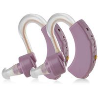 Digital Hearing Amplifiers - Set of 2 Small BTE Sound Amplifiers, a Behind the Ear Personal Amplification Device and Sound Enhancer Aids with Noise Reducing Feature for Adults, Seniors & Women, Purple