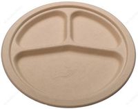 Tree Free Premium Quality Biodegradable Party Dinner Plates, 9-Inches, Triple Compartment, Case of 500 Plates