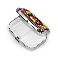 HIAONFAK Tiki Custom Fashion Silver Square Pill Box Medicine Tablet Holder Wallet Organizer Case for Pocket Or Purse