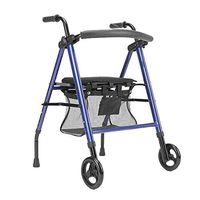 Four Legs Elderly Walker,with Seat Folding Rolling Walker Multi-Functional Auxiliary Walker Lower Limb Training Removable Back Support