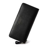 F&W WF Handbag - Women's Long Leather Wallet Women's Zipper Clutch (Color : Black)
