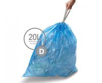 simplehuman Code D Custom Fit Recycling Drawstring Trash Bags, 20 Liter / 5.2 Gallon, 12 Refill Packs (240 Count) - Blue