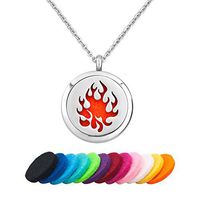 Third Time Charm Essential Oil Diffuser Necklace Aromatherapy Fire Locket Pendant, 12 Refill Pads