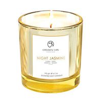 Chloefu LAN Scented Candle Jasmine Long Burning (40 hours) Soy Aromatherapy Candle for Home Decorative,Best Gifts with Golden Glass (Night Jasmine)