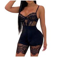 Haxikocty Women One-Piece Garment Sexy Lingerie Jumpsuit Lace Babydoll Bodysuit Teddy Underwear Sleepwear Black