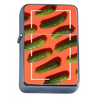 Pickle Flip Top Oil Lighter Em2 Smoking Cigarette Silver Case Included