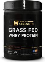 BuiltByStrength Grass Fed Whey Protein - NSF Certified All Natural Belgian Chocolate Whey Isolate Protein Powder - Tastes Great and Dissolves Easily in Coffee - Non GMO and Gluten Free (30 Servings)