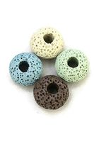 15mm Multi-Colored Disc Replacement Lava Stone Beads for Essential Oil Diffuser Pendant Necklace- Set of 4