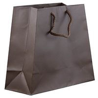 JAM PAPER Matte Trapezoid Gift Bags with Rope Handles - 7 1/2 x 4 x 8 1/4 - Chocolate Brown - Sold Individually