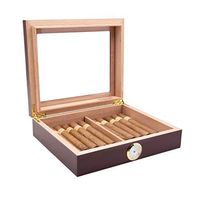 Lxc Spot Portable 20 Sticks Cedar Wood Cigar Humidor Cigar Constant Humidity Cigarette Case Transparent Glass Top Display