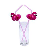 Buthneil Flamingo Decorative Cocktail Drinking Straws Flamingo Paper Straw Hawaiian Beach Party Drinking Straw, Pink- Set of 50