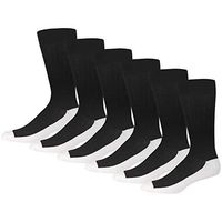 6 Pairs of Non-Binding Diabetic Sock with Loose Top, Cotton Crew Socks for Men (Black with White Health Sole, Size: 10-13)
