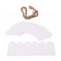 Hi-Unique 100 Pcs Kraft Paper Gift Tags with Hemp Rope for DIY Arts and Crafts, Wedding, Christmas, Thanksgiving and Holiday,White