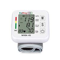 BioRing, Wearable Automatic Wrist Blood Pressure Monitor, Pulse/Heart Rate Reading Voice Broadcast Electric BP Monitor One Touch Ready Digital LCD Display 2 User Memory Set 99 Reading (Wrist/Voice)