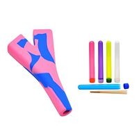 Cigarette Holder Double Barrel and Trident Tobacco Pipe Silicone Smoking Accessories Wooden Natural Color (Silicone Double Barrel)