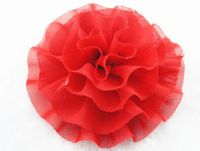 12pcs Big Chiffon Cabbage Flower Appliques Craft DIY (Pick Color (Red)