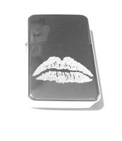 Vector KGM Thunderbird Custom Lighter - Sexy Woman's Lips Kissing Logo Silver High Polish Chrome Rare!