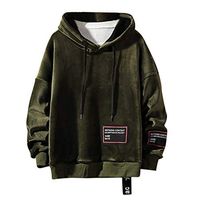 Men Hoodies Autumn Winter Solid Color Long Sleeve Sweatshirts Casual Loose Plus Size Pullover Tops Army Green