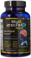 Migraine Relief, Quad-Formula with PA-Free Butterbur (150mg), CoQ10 (300mg), Magnesium Glycinate (300mg), High-Dose Riboflavin (400mg) - MigrA Zero (120 Caps) Optimal Dosing for Migraine Sufferers