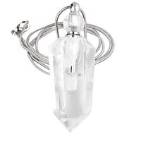 SUNYIK Rock Quartz Stone Essential Oil Diffuser Necklace for Women, Hexagonal Pointed Healing Crystal Perfume Bottle Pendant with Chain for Men, 28"