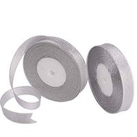 DNHCLL 2 Rolls 25 Yard 0.24inch/0.6cm Wide Glitter Metallic Sparkle Ribbon Curling Ribbon for Gift Crafters Home Decoration Projects, Wedding, Christmas Decoration, Gift Wrap (Silver)
