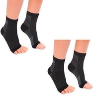 Bcurb Ankle Compression Sleeve Plantar Fasciitis Foot Heel Arch Support Socks (Black/White - 2 Pair, Small/Medium)