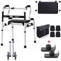 Folding Walker, Adjustable Height Walking Frame for Seniors Elderly - Lightweight Mobility Transport Aid Walking Stick