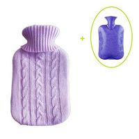 Nutteri 1 Pack Hot Water Bag, 2L Hot Water Bag with Removable and Washable Mesh Jacket Bottle Cover Quick Relief from Pain and Comfort (Purple)