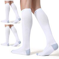CELERSPORT 3 Pairs Compression Socks 20-30mmHg for Men and Women Nursing Socks (Pure White, Large/X-Large)