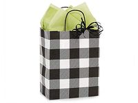 Buffalo Plaid Black and White Gift Bags with Handles, Pack of 75 Assorted Sizes (Small, Medium, Large), White and Black Buffalo Check Gift Bags for Christmas, Birthdays, Lumberjack Parties