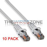 CAT6 24 Gauge White 25' ft 550Mhz UTP Patch Ethernet Network Cable Wire (10/pk)