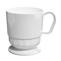 Party Essentials Elegance Hard Plastic Coffee Cup w/Handle, 8-Ounce Capacity, White, Tea Mug, Disposable(Case of 240)