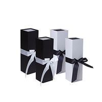 Jillson Roberts 4-Count Assortment Ribbon-Tie Wine & Bottle Presentation Gift Boxes, White/Black (SBRB001)