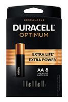 Duracell Optimum AA Batteries | Premium Double A 1.5V Alkaline Battery | Convenient, Resealable Package | Made in USA | 8 Count