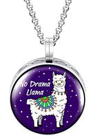 Wild Essentials No Drama Llama Enamel Finish Essential Oil Diffuser Necklace Gift Set - Includes Aromatherapy Pendant, 24" Stainless Steel Chain, 8 Color Refill Pads
