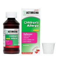 Children’s BACTIICIMICINA Liquid, Allergy Relief, Ages 6 and Over, Cherry Flavor, Made in USA, 4 FL OZ.