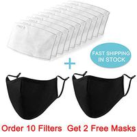 2 Pack Dust Mask, Reusable Breathing Valve Face Dust Mask, Construction Masks from Dust with 10 PM2.5 Activated Carbon Filter Protection from Dust, Pollen, Pet Dander(2 Masks+10 Filters)