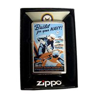Zippo Custom Lighter - Brushed Chrome US Navy Enlist Machinists Carpenters Electricians Recruitment