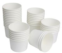 25 Count Disposable Hot and Cold Food Storage Paper Containers, Durable Ice Cream Cups for Frozen Desserts, Hot Soups, or Any Food You Desire (8 Ounce, White)