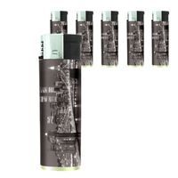 New York City Skyline At Night Butane Refillable Electronic Lighter Set of 5 Pieces D-440