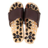 Fitness Massage Slippers Foot Massager Pebbles Stone Promote Blood Circulation and Improve Metabolism Shoes,Brown,XS
