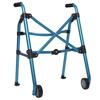 FLYSXP Old Man Four-Legged Cane Pulley Blue Rehabilitation Walker Assisted Lightweight Folding Telescopic Walker Wheelchair