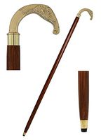 Kamla Sellers Wooden Walking Stick - 37” Vintage Ebony Brown Sheesham Wood Decorated with Golden Handle Walking Stick for Men and Women (Elephant)
