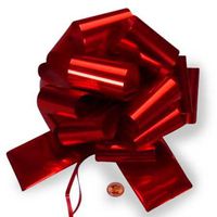 Metallic Red Pull String Bow 8" | Quantity: 50 Width 2 3/4"