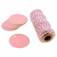 Pink Paper Gift / Price Tags with Cotton Twine for Gift Wrapping Packaging, Set of 48 (Round)
