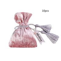 Pannow 10PCS Trim Velvet Cloth Jewelry Pouches/Drawstring Bag Gift Bags(Pink,5.5"x4.3") Drawstring Color are Random Send
