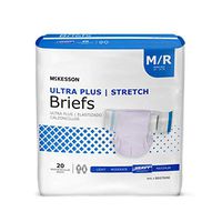 Adult Brief, McKesson Ultra Plus, Stretch Tab Closure Medium Disposable Heavy Absorbency, BRSTRMR - Case of 80