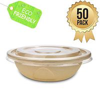 OURhome Biodegradable Disposable Bowls 50 Pack, 750ml Serving Bowls, Snack Trays, Eco-Friendly, Microwavable, Alternative to Paper & Plastic Bowls for Picnics, BBQs,and Parties